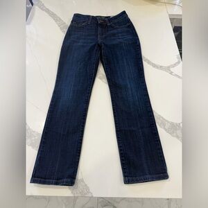 Lee Dark Blue Denim Straight Regular Mid Rise Stretch 5-Pocket Jeans Women